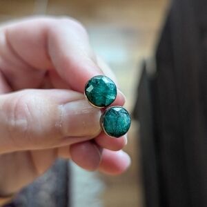 SS Green Stud Earrings
